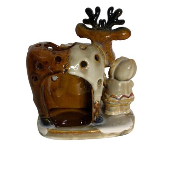 Yankee Candle Kids Feeding a Moose Apples Winter Tealight Candle Holder NWOB - Picture 5 of 6